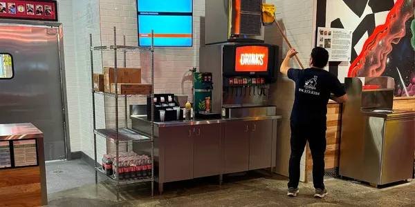 Cleaning a restaurant beverage station